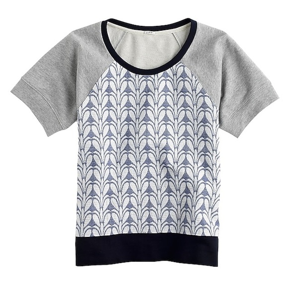 J. Crew Paneled Short Sleeve Sweatshirt Navy *89 - Picture 2 of 8